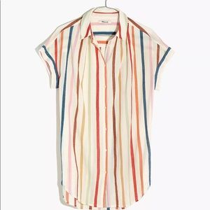 Madewell Tunic Shirt in rainbow stripe